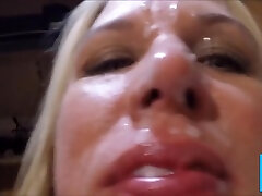 Adding The Fourth Cum To Her Face For The Night