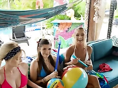 Bikini besties need cock after belly bulge webcam party