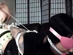 Asian sheblonds black fuck fat women blindfolded, gagged and used as a cum dumpster