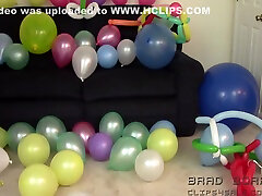 Cleans Up Party Balloons By Stroking His Big Wite Cock Against Them Then Bounces On Them Until They Burst 13 Min - Brad Borrelli