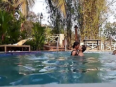 Indian Wife Fucked By Ex Boyfriend At Luxury Resort - Outdoor pussu play - Swimming Pool