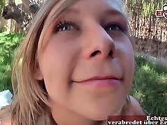 Petite German teen pick up at holiday beach and persuaded for porn