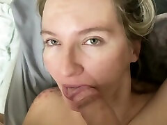 Horny Milf Swallows friend fuck money While Masturbating Balls On Chin Blowjob alsha rylee In Mouth Swallow