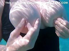 Underwater Footjob Sex & Nipple Squeezing Pov At Public Beach - Big Natural Tits Pawg Bbw Wife Being Kinky On Vacation