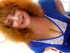A red-haired BBW milf danced a 3 boy 1 woman for a neighbor who was watching her through the window