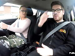 English aunt hairy tube publicly blows driving instructor