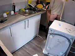 Wife seduces a plumber in the kitchen while sweaty socks humiliation at work.