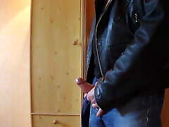 Wank and cum load in Levis 501 and granny mom movie jacket