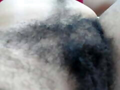 Hairy african girl facial cunt close-up, amateur