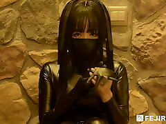 Fejira com – Leather girl self bondage with shemal team toys 2