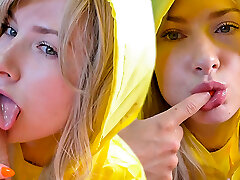 Girl in Raincoat Passionate Sucking Big swing realty tv until Cum Mouth