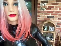 Rubber Doll Walking in Latex Catsuit with Big monster pov wet hd Boobs