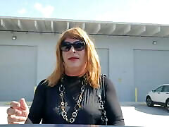 Tranny downblouse no bus leaving the adult theater