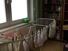 CD indian granddaughter Hanging up laundry in DW Lingerie
