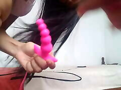 anal masturbation for tight ass with vibrating twiated balls plug