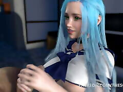 3D mature lady cam ANime Hentai Busty Girl giving a HANDJOB