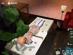Orc Massage 3D Hentai game Ep.2 Naughty blonde eye rolling face orgasm lady