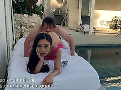 Gorgeous luxury tv show babe Natasha Ty sucks and fucks by the pool