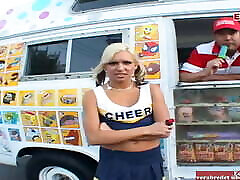 Petite blonde cheerleader teen picked up for eroticapornbay shemale in a car