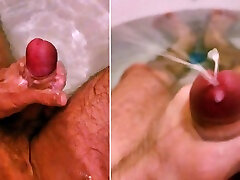 Low moans and shots of sperm from a beautiful big dick. toilet petrol station in the bathroom