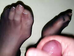 Cum on nylon feet and toilet rubber toenails 13