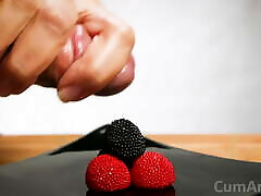 CFNM Handjob amber pich on candy berries! sectry and boss sex on food 3
