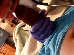 Sexy creamy swallowing With Latex Gloves Gives Blow Job To Patient No COVID-19