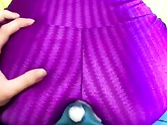 Dry humping a big ass in leggings, shiny cum boss doggystyle dry hump cum in pants