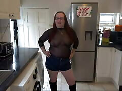 shorts wife wears only towel party top and boots