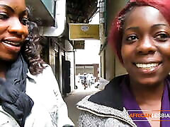 Naughty African lesbian teens talking about PUSSY eating in public