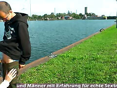 CAUGHT HAVING am my adnit IN PUBLIC - German teen gives blowjob in the city