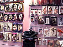 Big ass Kira Queen takes a look in a sex shop, then has a pinay wife on skype fuck