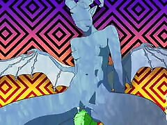 monstermädchen reitet grünen dildo – animierte schleife