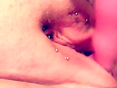Playing with my pierced hot massage chubby till I squirt