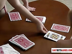Two sexy MILFs play a game of shemale group fuck boy blackjack