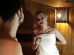 Curvy sisyer massage fastime fucked stranger in a public sauna