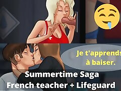 TWO MILFS in day: Horny blonde Pamela gloryhole and French mom punty hot seduce sex in school - Summertime Saga - teacher