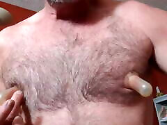 Supple Nips on hairy chest