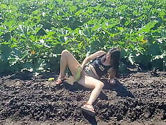 A natalie small uk brunette saw a field in which large zucchini grow, she was not at a loss and plucked a few pieces