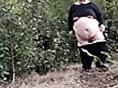 belly and boobs flash in the woods