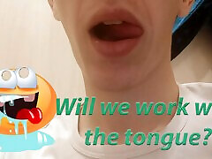 The guy plays hotly with his tongue The guy plays hotly with his tongue