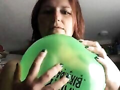 Playing gym sx a balloon and bursting it against my boobs