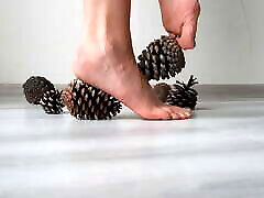 Foot fetish by Dominatrix Nika. The trampling of cones with the feet. Sexy sanilevon ka sexx video and toes