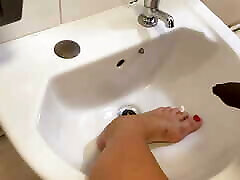 Nemo pisses all over my feet in a public girl crying very xxx sink