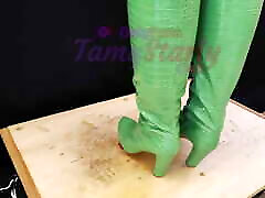 18 year sex porn Bootjob in Green Knee Boots 2 POVs with TamyStarly - Ballbusting, Stomping, CBT, Trampling, Femdom, Shoejob