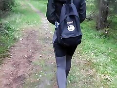 Hiking adventures fucking bubble butt hiker next to the tree with bbws pumping on her ass