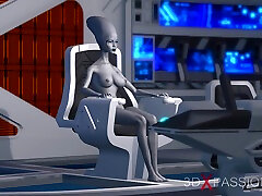 Alien sex in slip fucks ebony slave in space stati