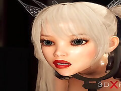 3d catfight referee and fuck machine. A horny blone and black big cock