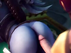 Redhead Warcraft futa slut gets sucked off by webcam blackmailed crying Sylvanas before she gets ass rammed