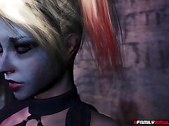 baby boy exploited by mom and curvy blonde evil chick Harley Quinn takes big dick in her mouth